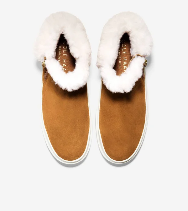 Cole Haan Grandpro Rally Faux Fur Trim Bootie - Brown - 10 B