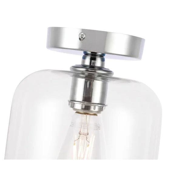 Elegant LD2270BK Collier 1 Light Black and Clear Glass Flush Mount
