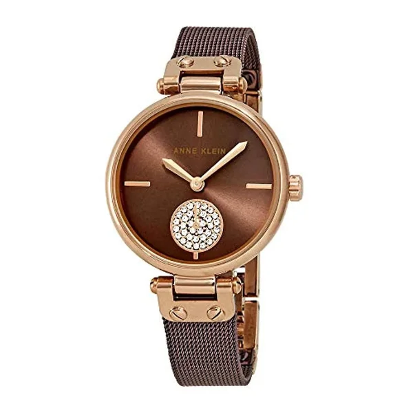 Anne Klein Swarovski Crystals Brown Dial Ladies Watch 3001RGBN