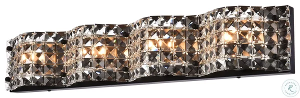 Ollie 4 Light Bath Sconce in Black with Clear Crystals LD7017BK