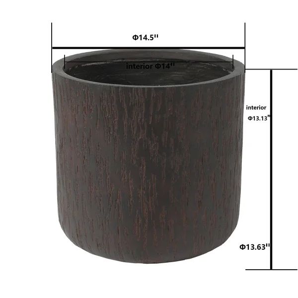 LuxenHome Light Gray MgO Round Planter