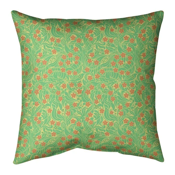 Porch & den Dahlke Swirly Floral Pattern Throw Pillow - 18 x 18 - Yellow Blue & Orange - Faux Suede