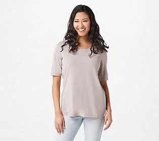 Susan Graver Modern Essentials Liquid Knit Top, Size X-Small, Wheat