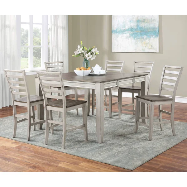 The Gray Barn Aldrich Two-Tone Smokey Counter Height Table - Smokey Alabaster and Honey Brown