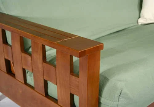 Lambton Warm Cherry Loveseat Wall Hugger Futon Set by Strata Furniture
