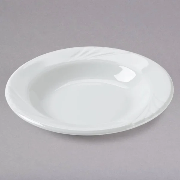 Tuxton YPD-084 Sonoma 9 oz. Bright White Embossed Rim China Soup Dish