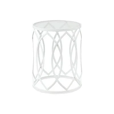 Crewkerne Glass Top Frame End Table Willa Arlo Interiors Table Base Color: White