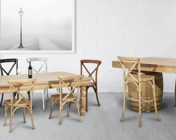 Rustic Sonoma Solid Wood Cross Back Stackable Dining Chair - Tinted