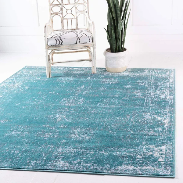 Unique Loom Casino Sofia Area Rug - Turquoise - 8& 0 x 8& 0 Square