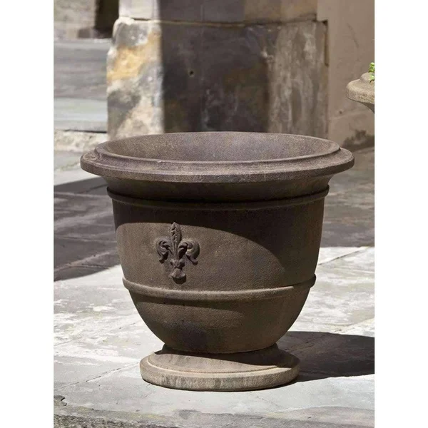 Campania International Fleur De Lis Brown Stone Small Urn