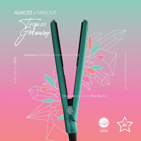 Almost Famous - 0.5 inch Tropico Getaway Mini Travel Flat Iron with Designer Bag - Watermellow