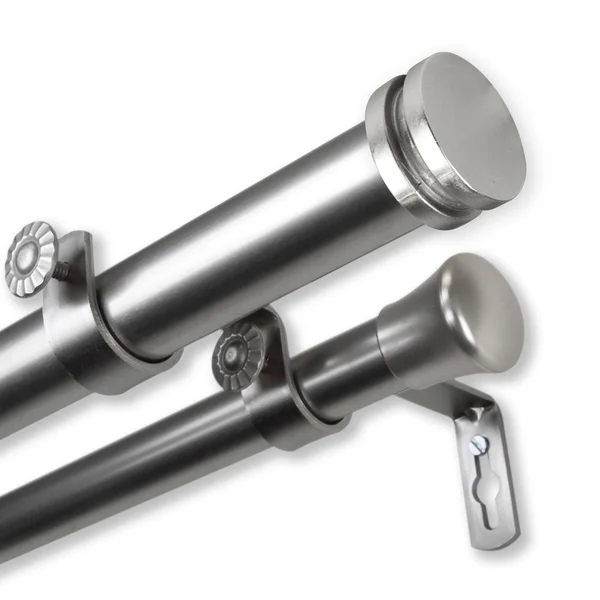 InStyleDesign Pita 1 inch Diameter Adjustable Double Curtain Rod - 48 to 84 Inches - Bronze Finish - Bronze