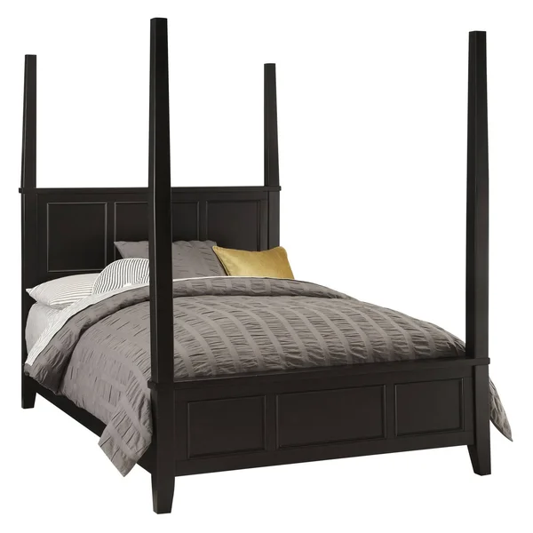 Home Styles Bedford Black Queen Poster Bed and Night Stand