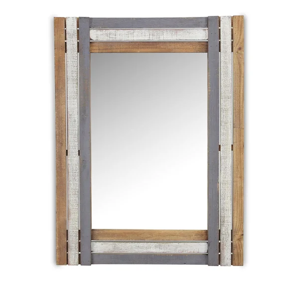 HomeRoots 379824 Rectangular Multicolored Wood Framed Mirror