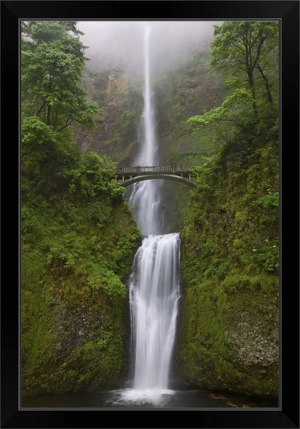 Oregon, Multnomah Falls, Columbia River Gorge Region, Black Framed Wall Art, 20x30, Great Big Canvas