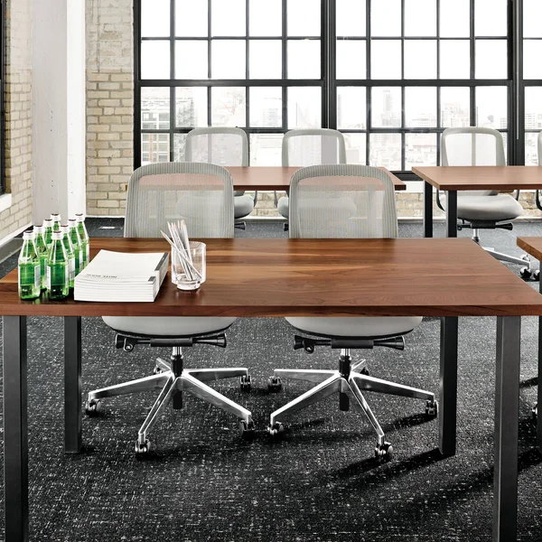 Room & Board - Modern Parsons Leg 40W 40D Square Table w/ 2x22 Leg, Maple Top w/ Natural Steel Base