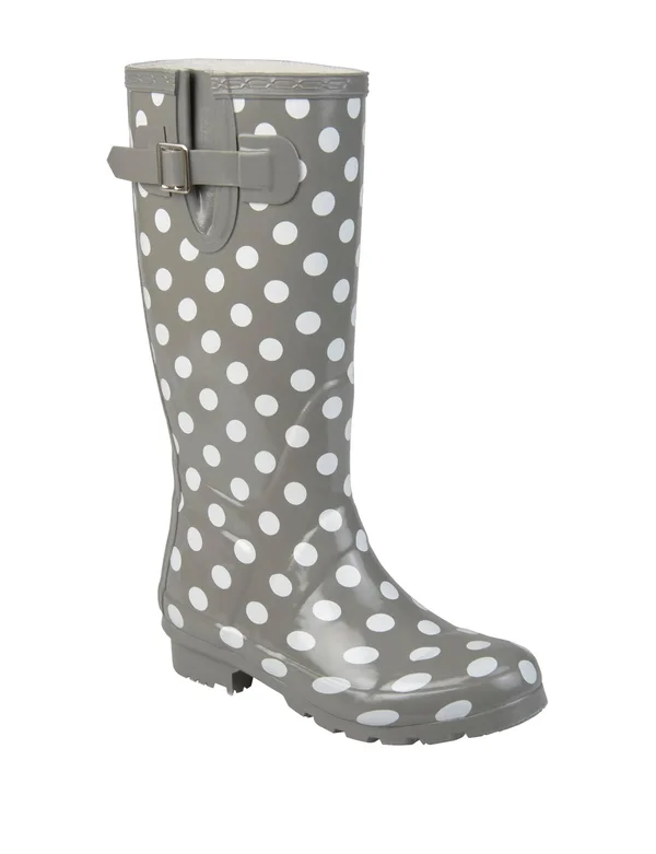 Journee Collection Women's Mist Mid Calf Rain Boot - Dot Rubber