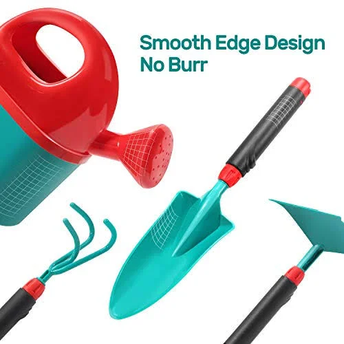 Cute Stone Kids Gardening Tool Set - Garden Toys with Wheelbarrow, Watering Can, Gardening Gloves, Hand Rake, Shovel, Trowel, Dou