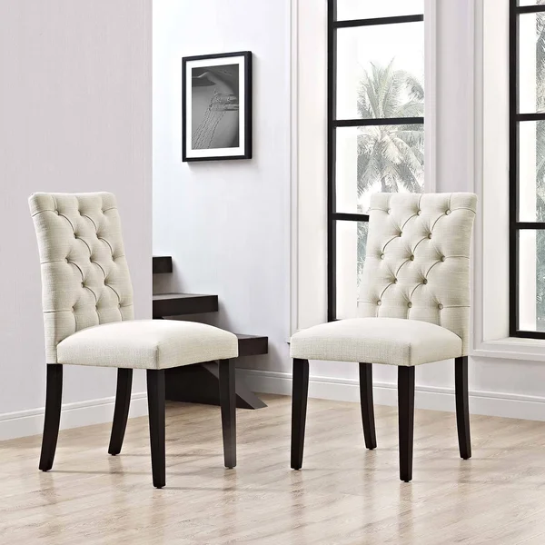 Modway Duchess Dining Chair Fabric Set of 2 - Brown