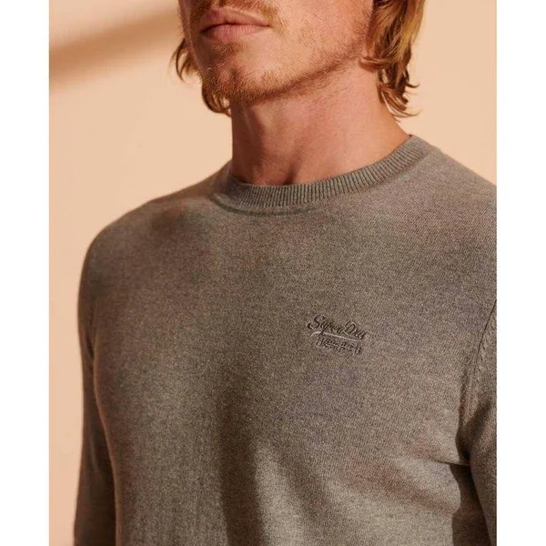 Superdry Crew Neck Orange Label Knit Jumper Grey
