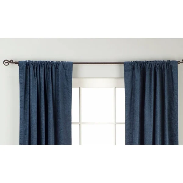 Navy Blue Rod Pocket Velvet Curtain - Drape, Panel - Piece