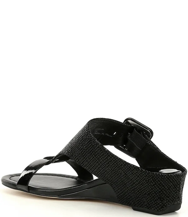 Donald Pliner Ofelia Buckle Printed Leather Cork Wedge Slides - 10M