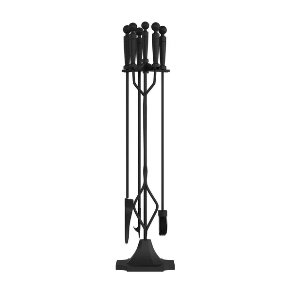Trademark Games 5-Piece Wrought Iron Fireplace Tool Set with Stand, Broom, Dustpan, Poker and Tongs in Matte Black