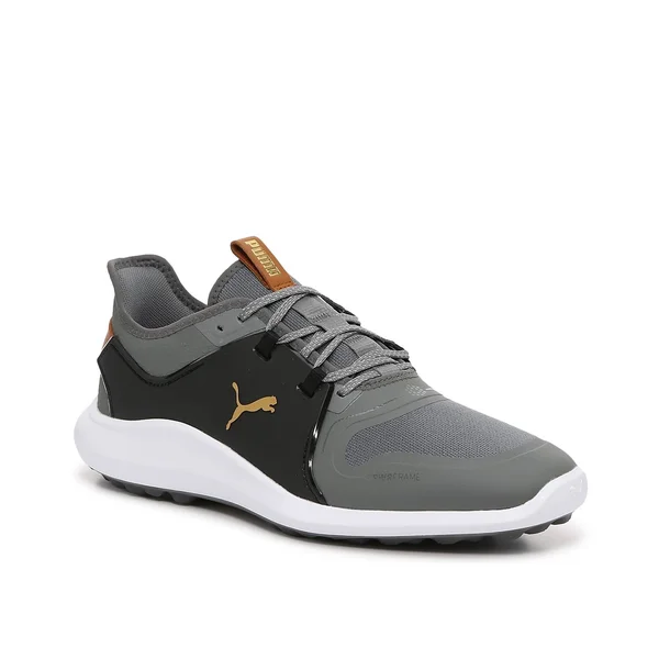 Puma Ignite Fasten8 Golf Shoes - Quiet Shade/Gold/Black 10.5, Wide