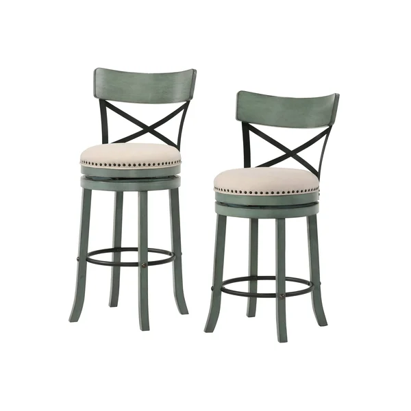 Furniture of America Heidi Modern Farmhouse Swivel Barstools Set of 2 - Live Edge Oak - Counter Height