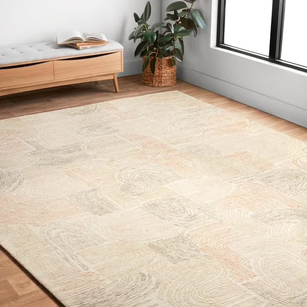 Alexander Home Aubrey Mid-centruy Modern Abstract Area Rug - 2&-3x22 x 3&-9x22 - Peach - Pebble