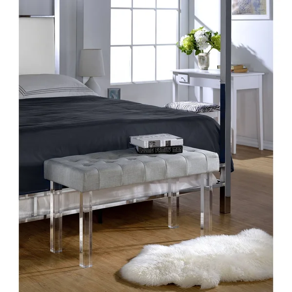 Acme Bagley Bench, Linen & Clear Acrylic
