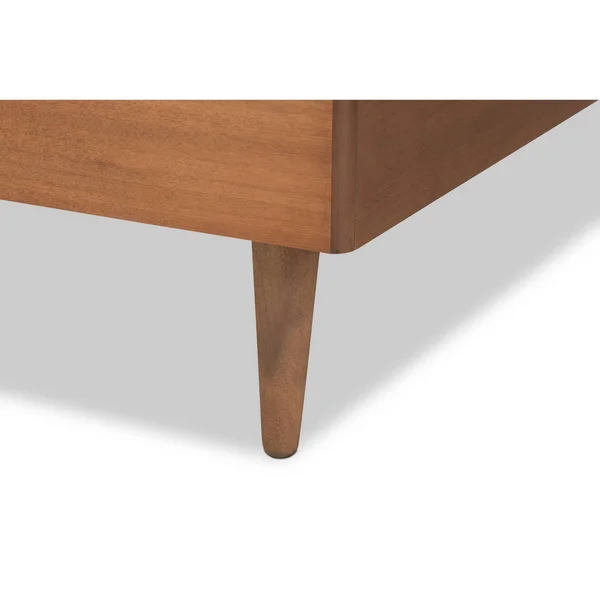 Baxton Studio Rayna Mid-Century Modern Walnut Brown Finished Wood Twin Size Platform Bed