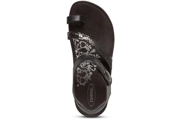 Aetrex Georgia Toe Loop Sandal Black - 8.5