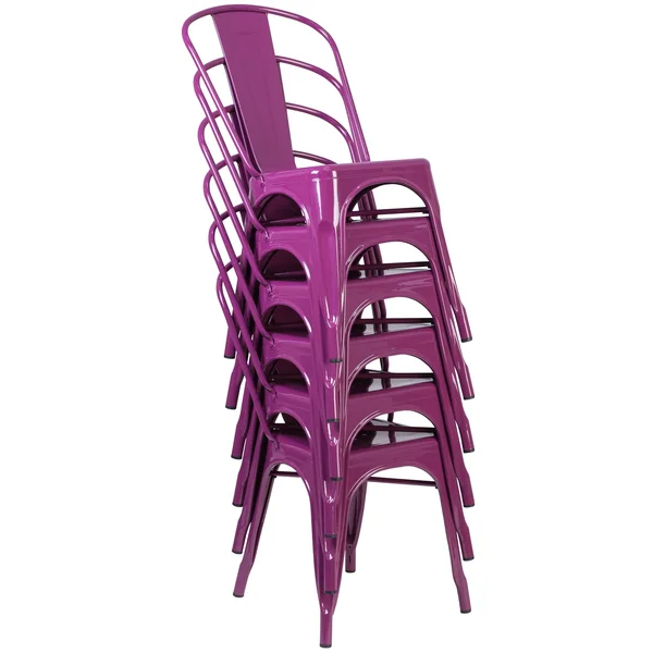 Metal Indoor-Outdoor Stackable Chair - Crystal Teal-Blue