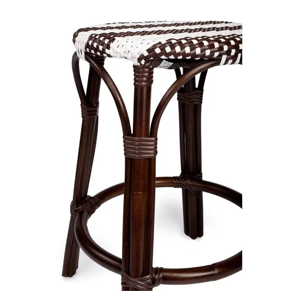 Beaumont Lane Island Living Rattan Counter Stool in Dark Brown and White - BL-4754-2013936