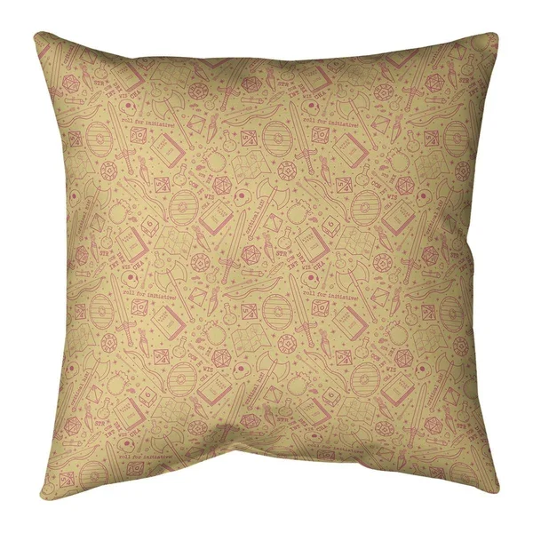 Yellow Feature Full Color RPG Pattern Throw Pillow - 26 x 26 - Yellow & Pink - Polyester