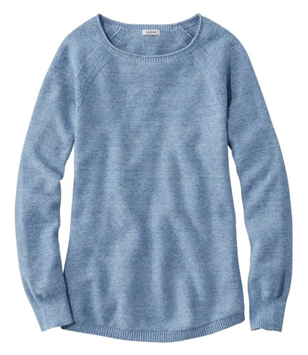 Women's Textured Cotton Sweater, Long-Sleeve Blue Extra Small, L.L.Bean