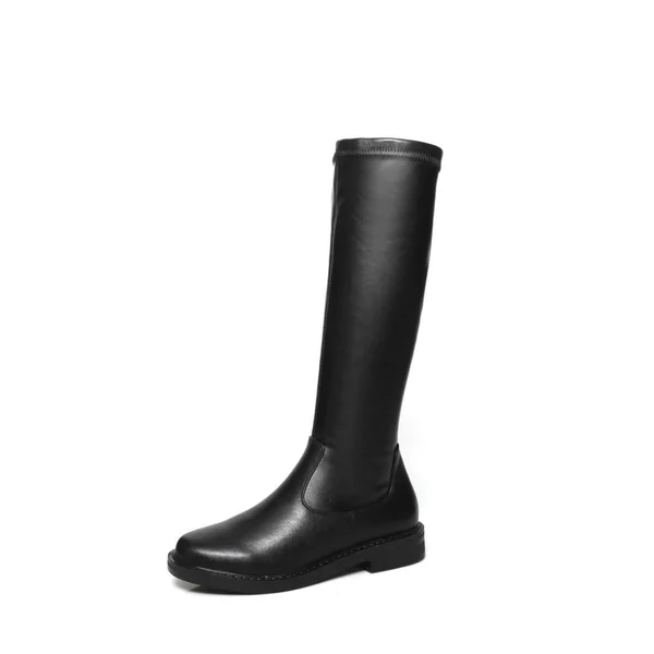 Comfortable Flats Classic Black Knee High Boot Riding