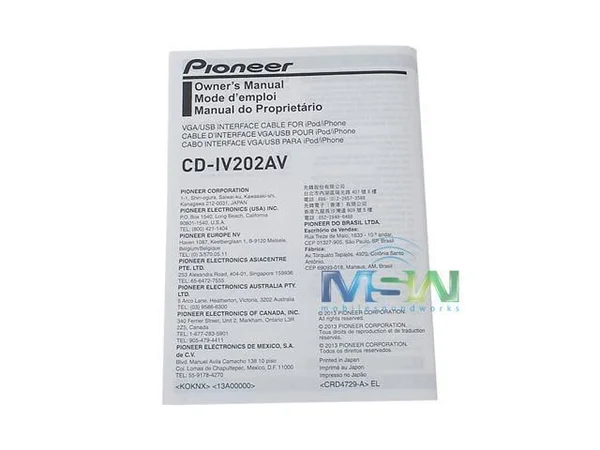 Pioneer CD-iv202av VGA Interface Cable Kit for iPhone 5 & Select Receivers