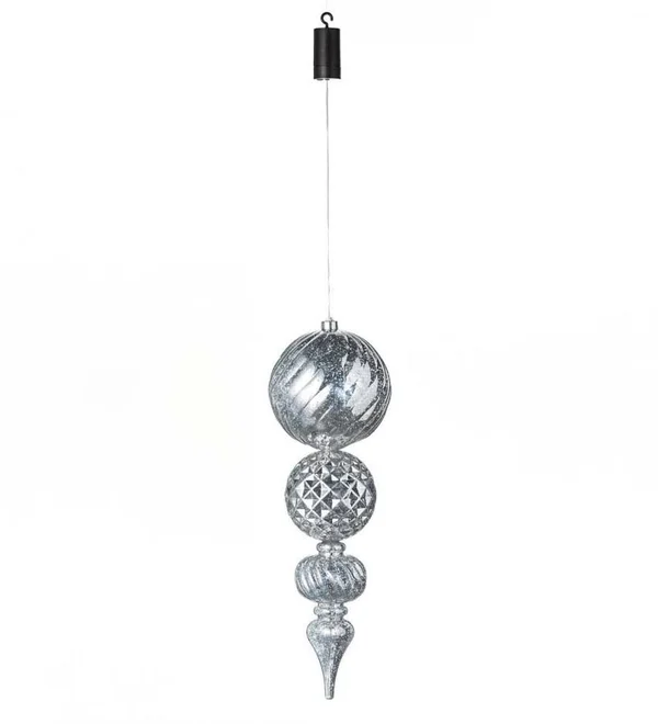 Plow & Hearth Indoor/Outdoor Shatterproof Holiday Lighted Large Finial Hanging Ornament