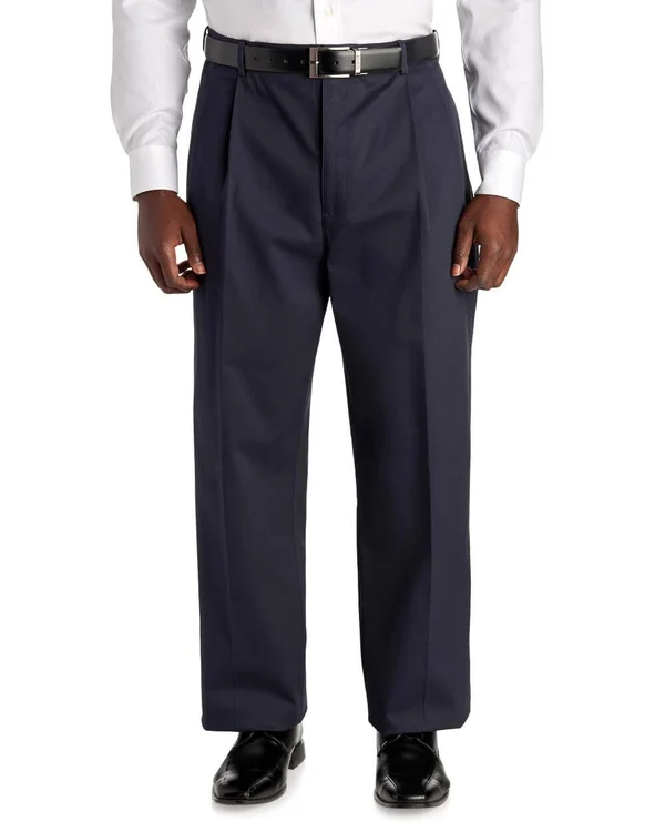 Savane Pleated Ultimate Performance Chino- Big & Tall, 54 30, Blue