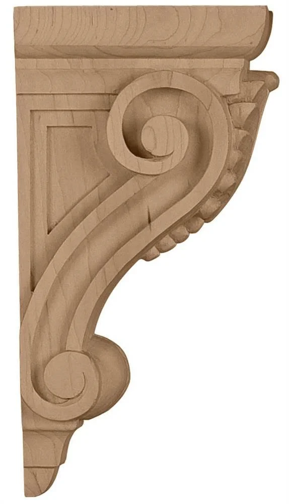 3 3/4x22W x 4 3/8x22D x 8 1/2x22H Medium Fig Leaf Corbel, Rubberwood