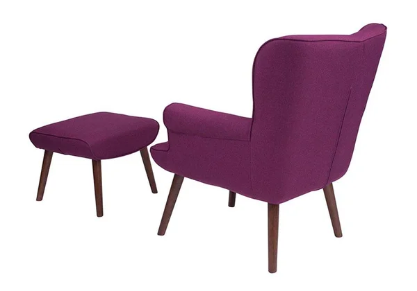 Flash Furniture Bayton Upholstered Wingback Chair with Ottoman - Blue Fabric