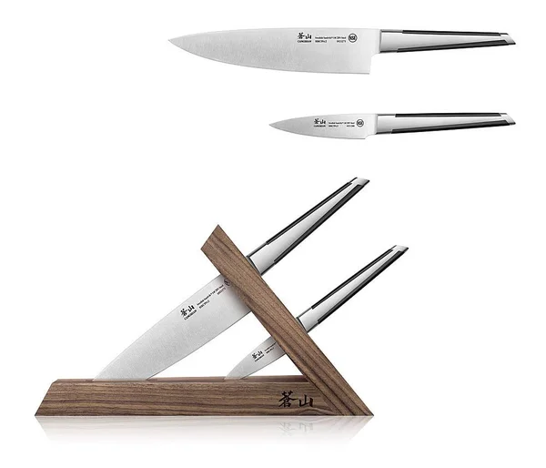 Cangshan TX Series 1021295 Sandvik 14C28N Swedish Steel Forged Tai 3-Piece Knife Block Set, Walnut