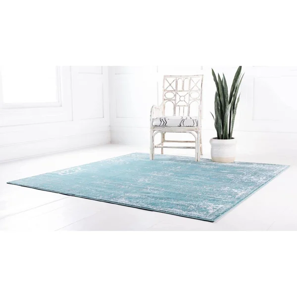 Unique Loom Casino Sofia Area Rug - Turquoise - 8& 0 x 8& 0 Square