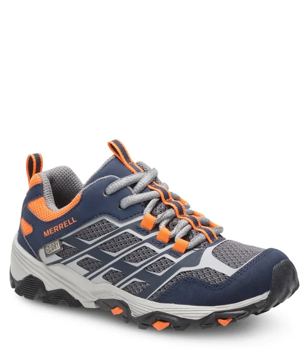 Merrell Kid's Moab FST Low Waterproof, Size: 6, Navy/Grey/Orange