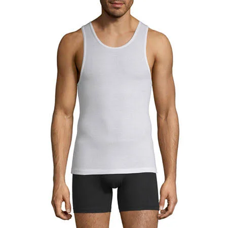 Stafford Dry+Cool Mens 4 Pack Sleeveless Tank Big & Tall - White, Big 2X-Large, Undershirts Tanks, Moisture Wicking|Quick