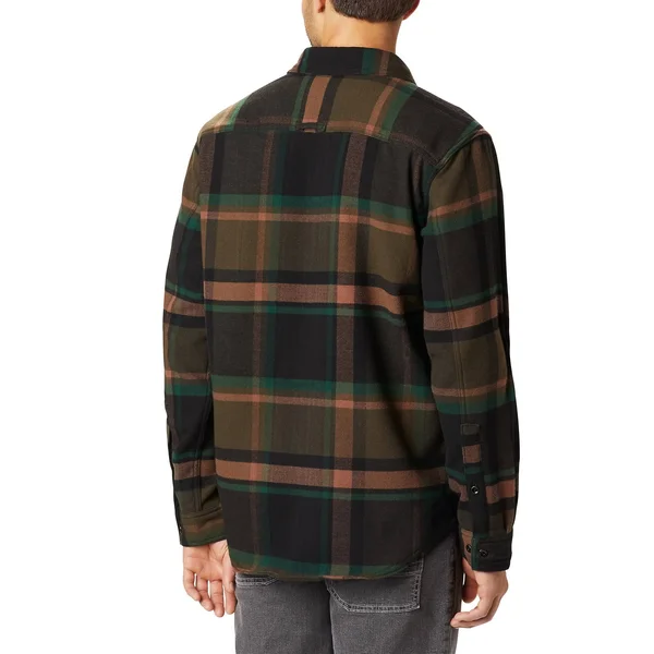 Columbia Men's Deschutes River Heavyweight Flannel, Olive Green Oversized CHECK, Medium