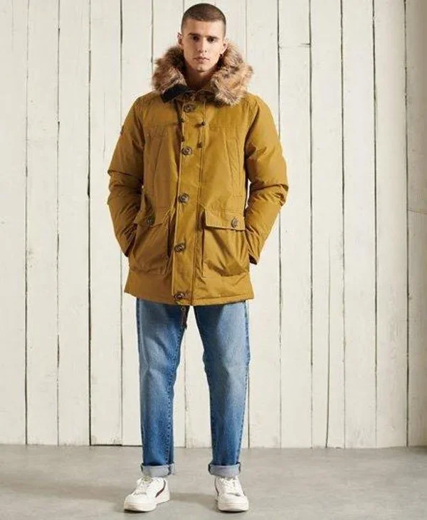 Superdry Men's Rookie Down Parka Coat Tan Size: XXXL