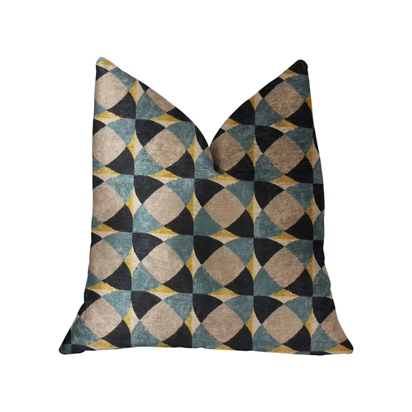 Plutus Shape Reflections Blue and Beige Luxury Throw Pillow 26x22L x26x22W